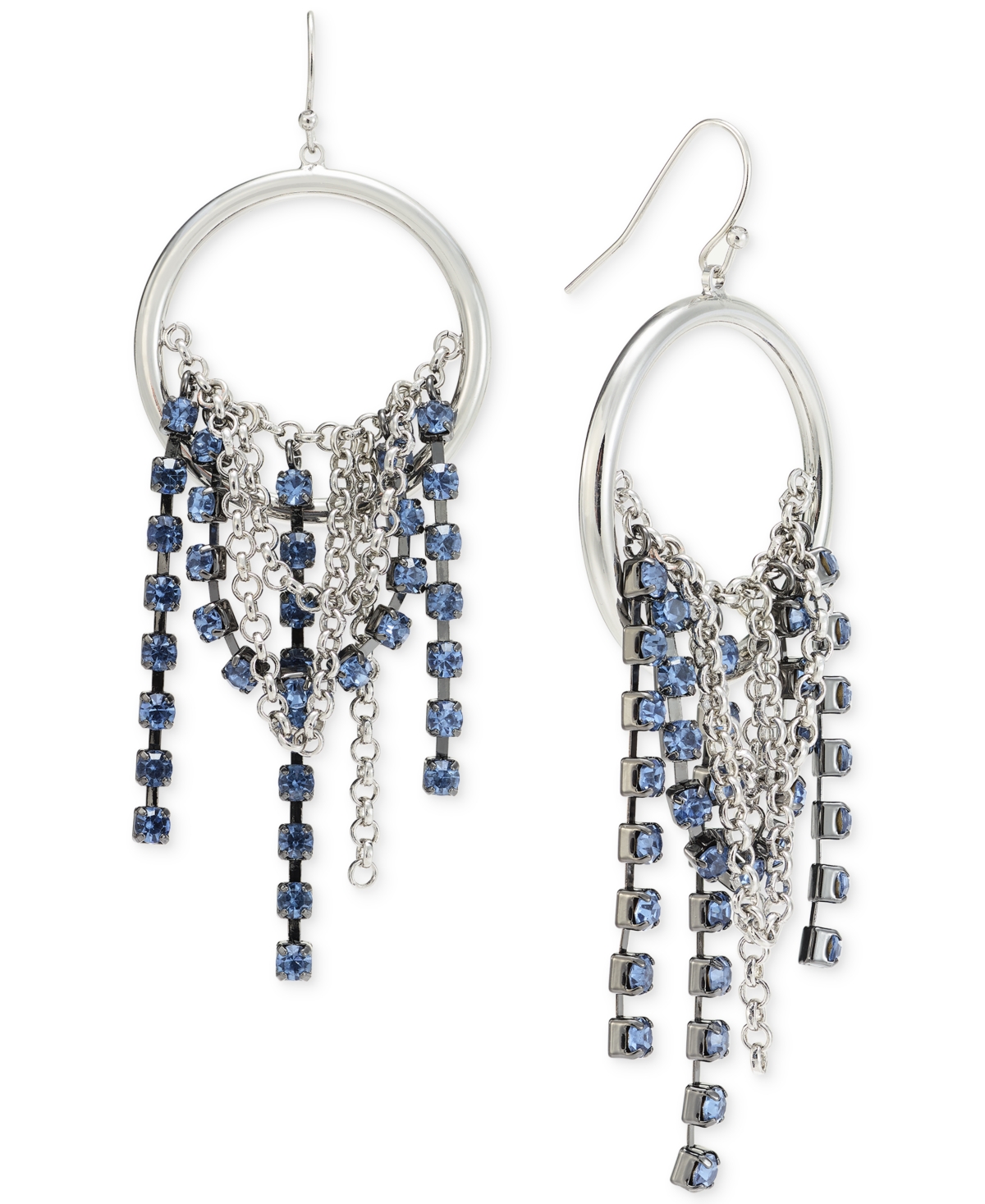 Shop Inc International Concepts Crystal Chain Fringe Drop Earrings, Created For Macy's In Blue