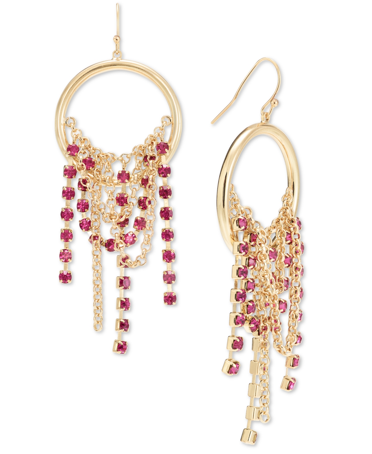 Shop Inc International Concepts Crystal Chain Fringe Drop Earrings, Created For Macy's In Purple