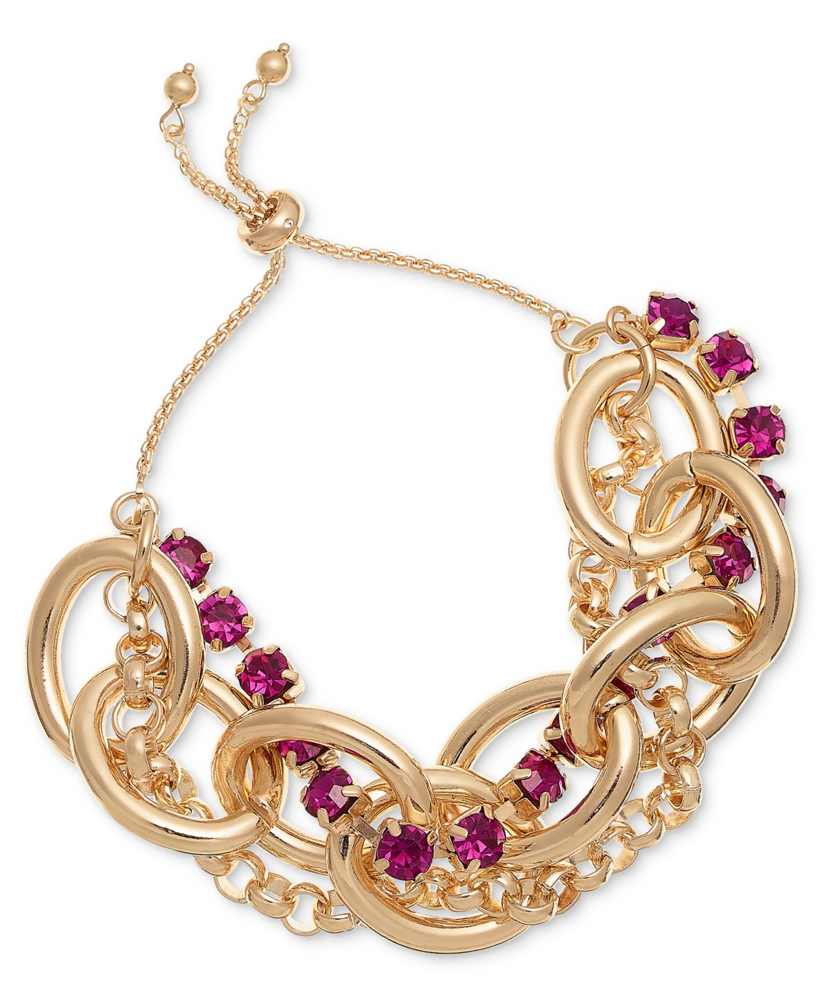 Circle Link & Crystal Slider Bracelet, Created for Macy's - Purple