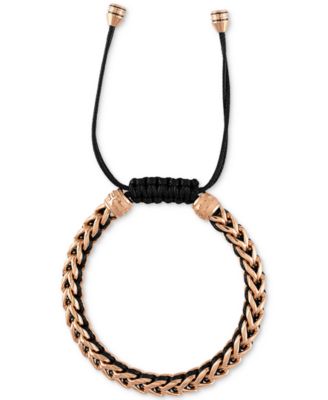 Rose Gold-Tone IP Stainless Steel Cord Woven Slider Bracelet