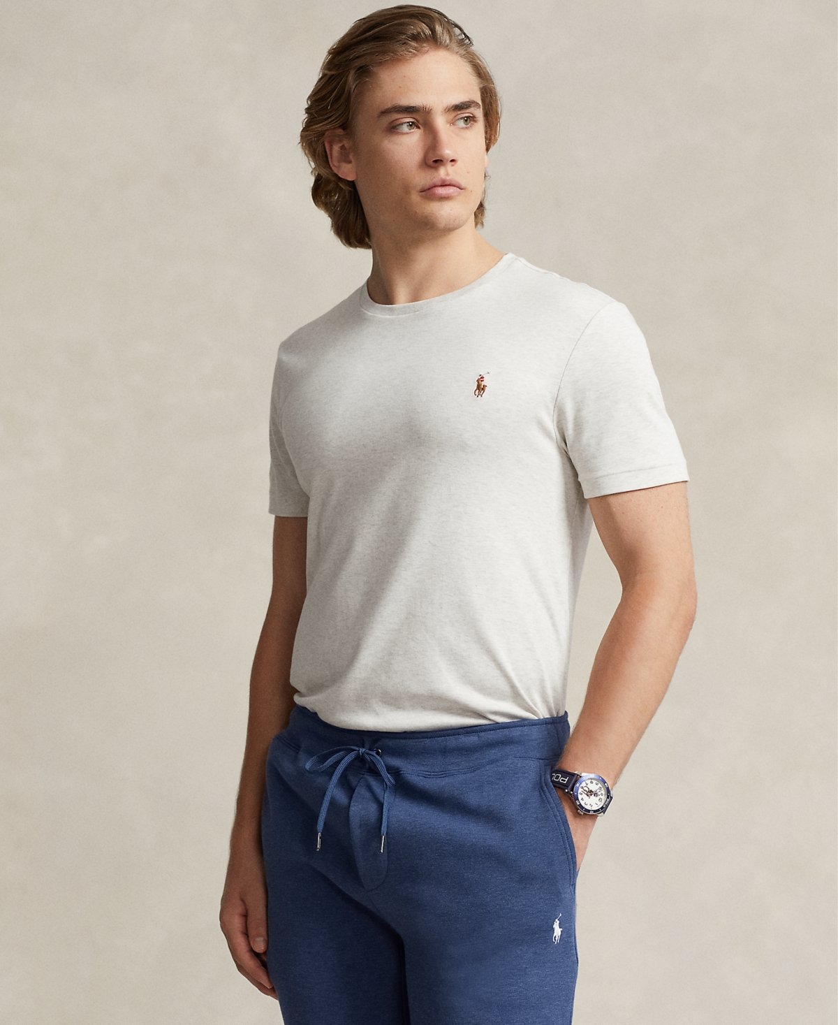 Shop Polo Ralph Lauren Men's Custom Slim Fit Soft Cotton T-shirt In State Heather