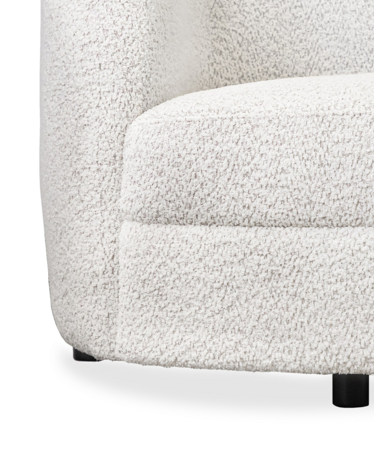 Isabella Boucle Fabric Curved Loveseat - Off-White
