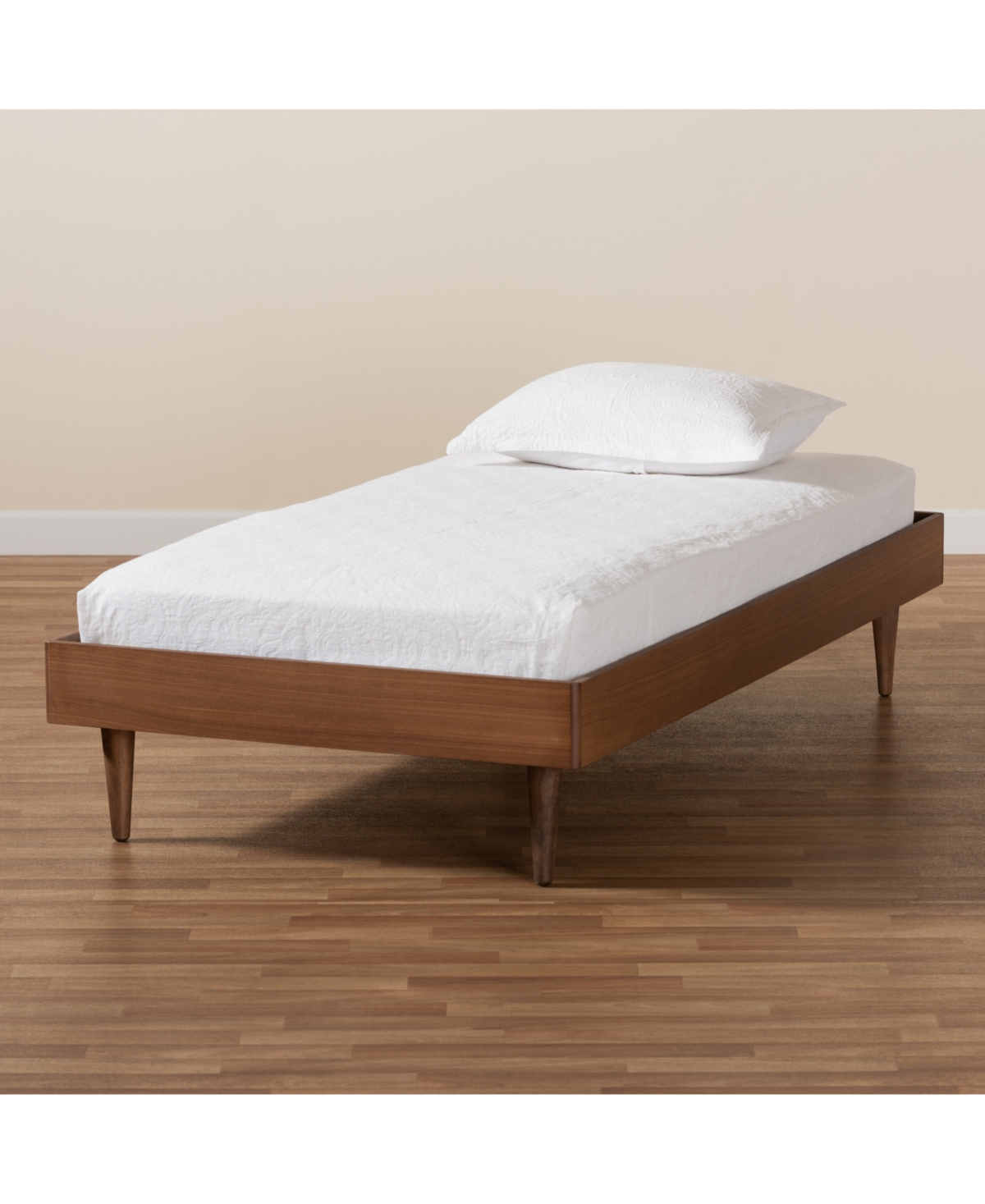 Baxton Studio Rina Mid-century Modern Twin Size Finished Wood Platform Bed Frame In Ash Walnut