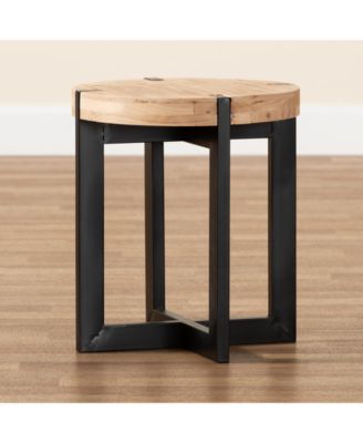 Horace Rustic and Industrial 15.7" Finished Wood and Finished Metal End Table