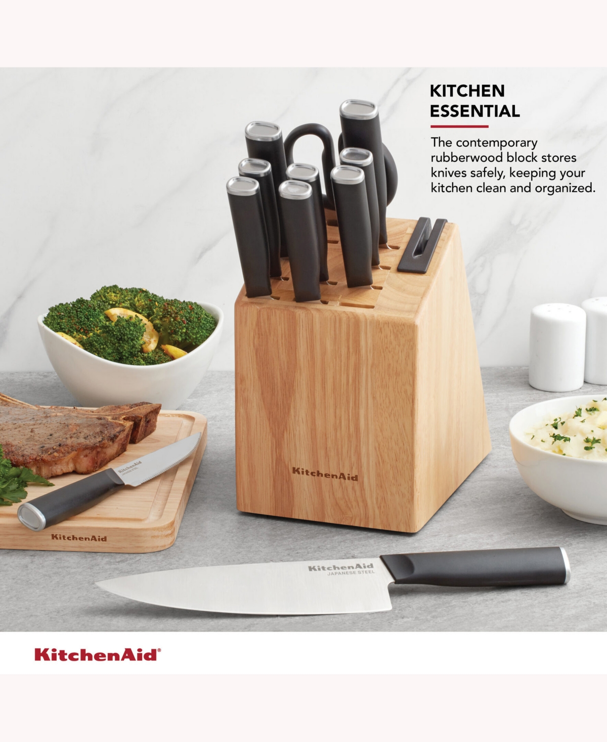 Shop Kitchenaid Japanese Steel Classic 12 Piece Knife Block Set With Built In Knife Sharpener In Black
