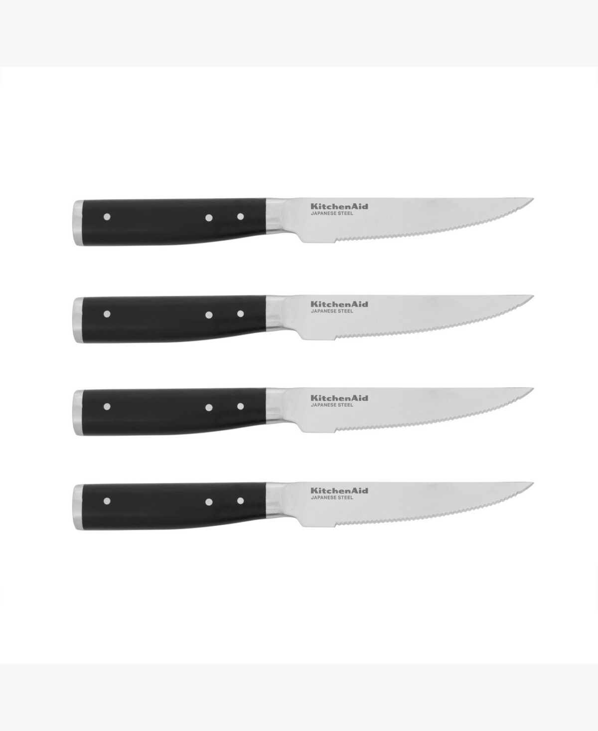 Shop Kitchenaid Japanese Steel Gourmet 4 Piece Forged Triple Rivet 4.5" Steak Knife Set In Black