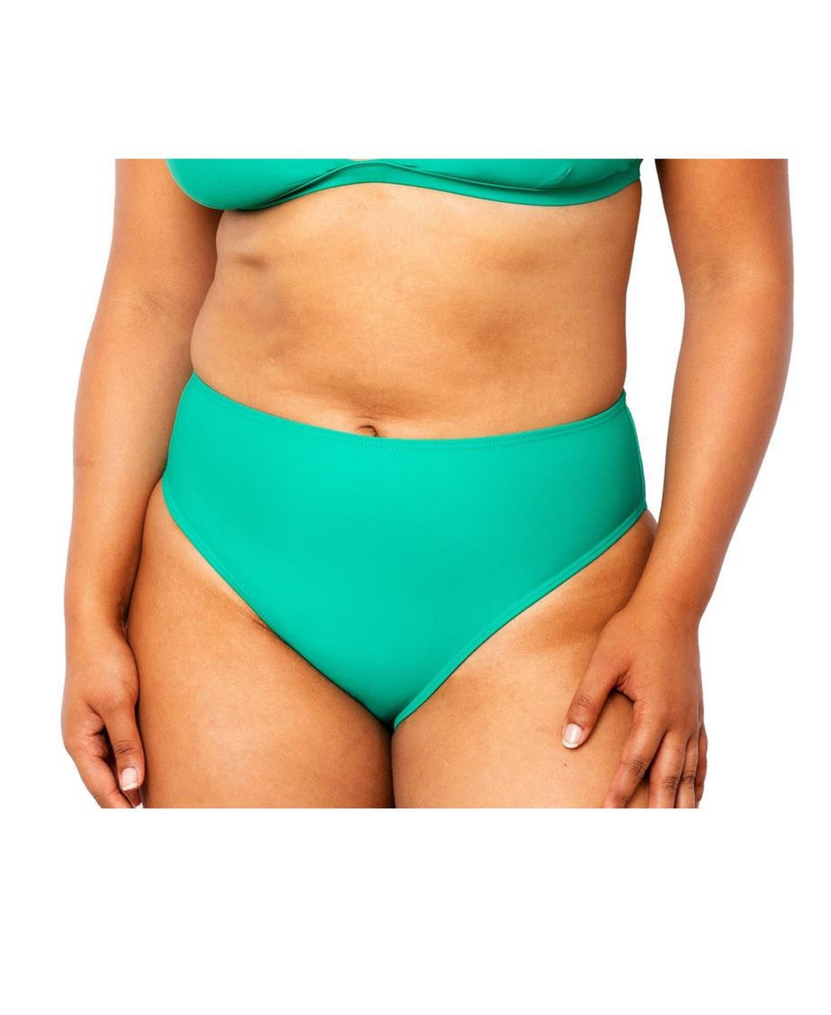 Women's Colette High Waisted Bikini Bottom - Emerald green