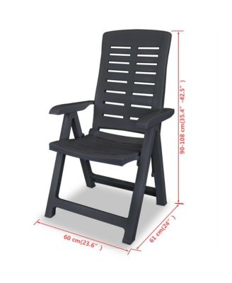 Reclining Patio Chairs 2 pcs Plastic Anthracite