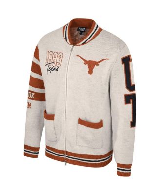 Men's and Women's Cream Texas Longhorns Jacquard Full-Zip Sweater