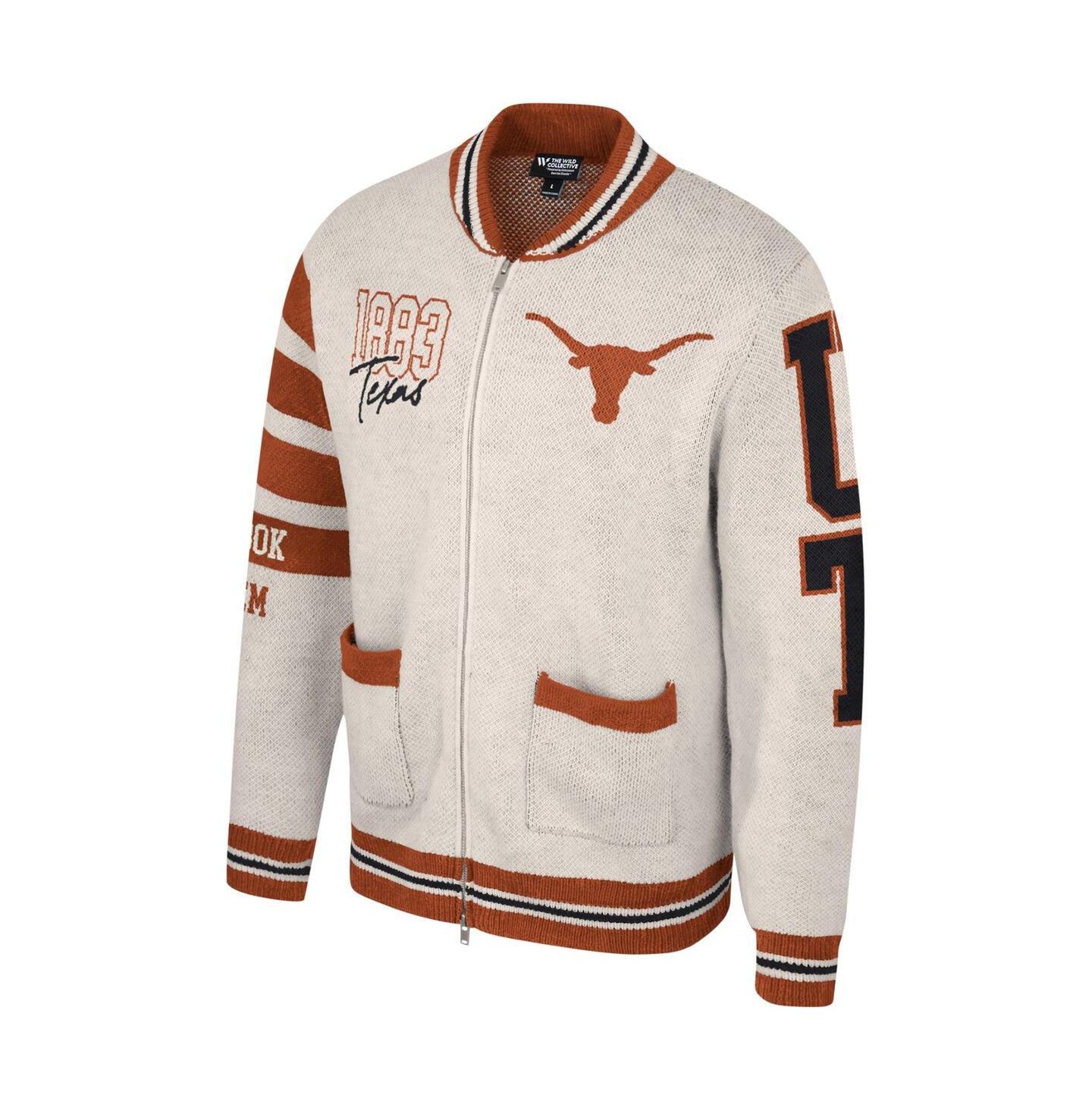 Мужской свитер The Wild Collective and Cream Texas Longhorns Jacquard Full-Zip — фото 2