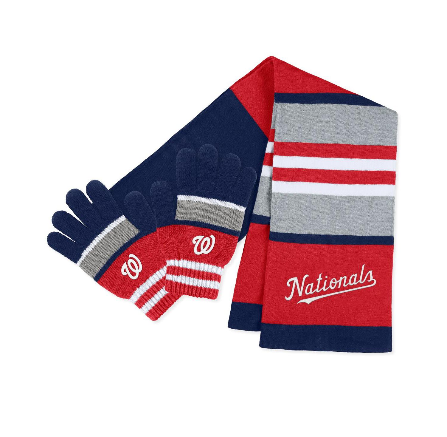 Women's Washington Nationals Stripe Glove and Scarf Set