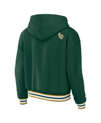 Women's Green Green Bay Packers Plus Size Lace-Up Pullover Hoodie