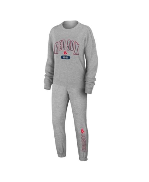 WEAR by Erin Andrews Women's Gray Boston Red Sox Knitted T-shirt and Pants Lounge Set