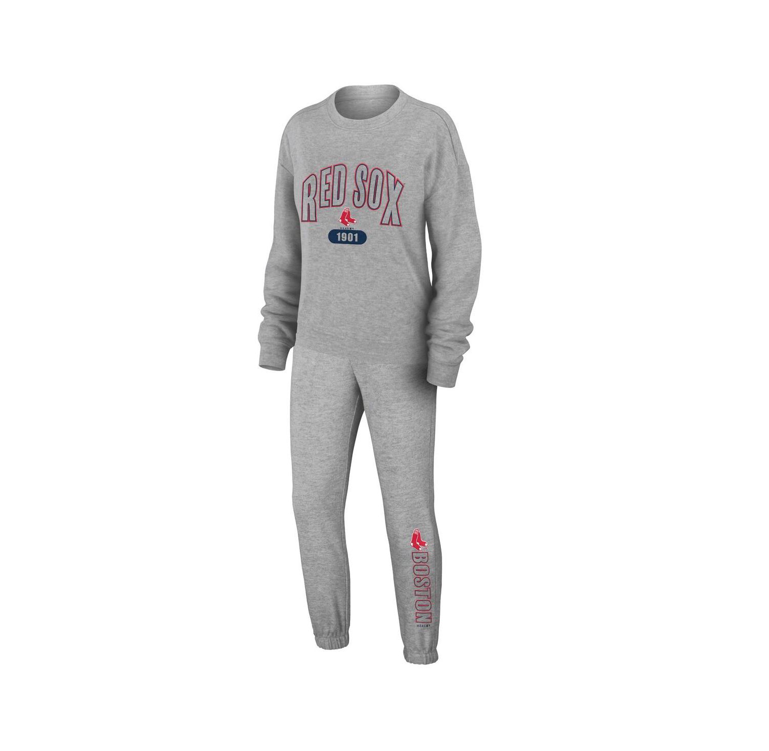 Women's Gray Boston Red Sox Knitted T-shirt and Pants Lounge Set