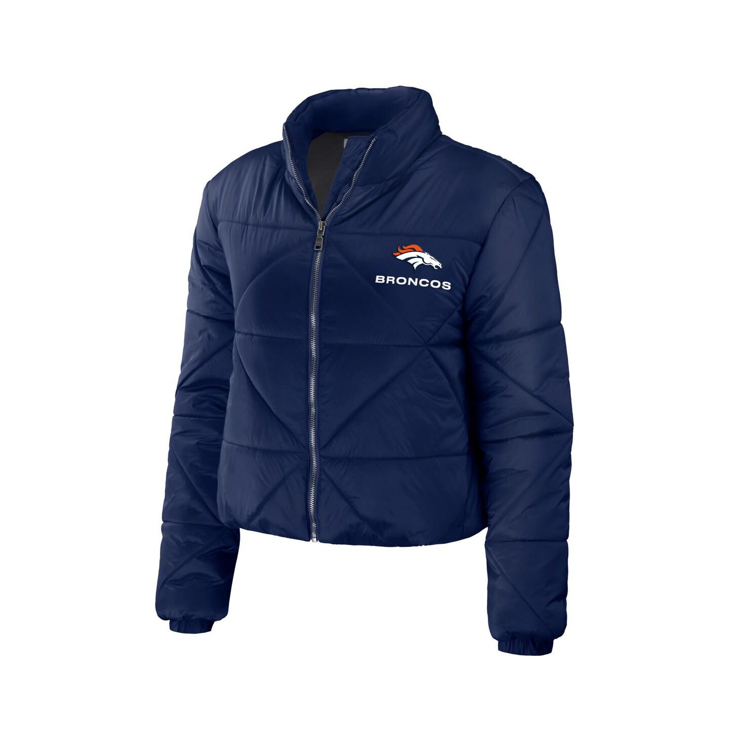 Женская куртка WEAR by Erin Andrews Navy Denver Broncos Cropped Puffer Full-Zip — фото 3