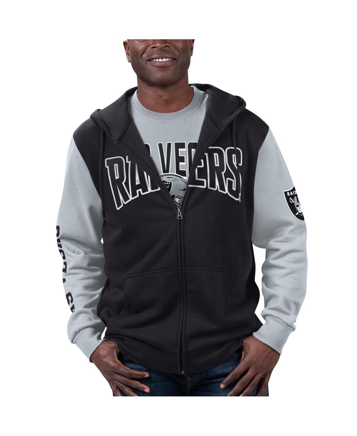 Shop G-iii Sports By Carl Banks Men's  Black, Silver Las Vegas Raiders T-shirt And Full-zip Hoodie Combo S In Black,silver