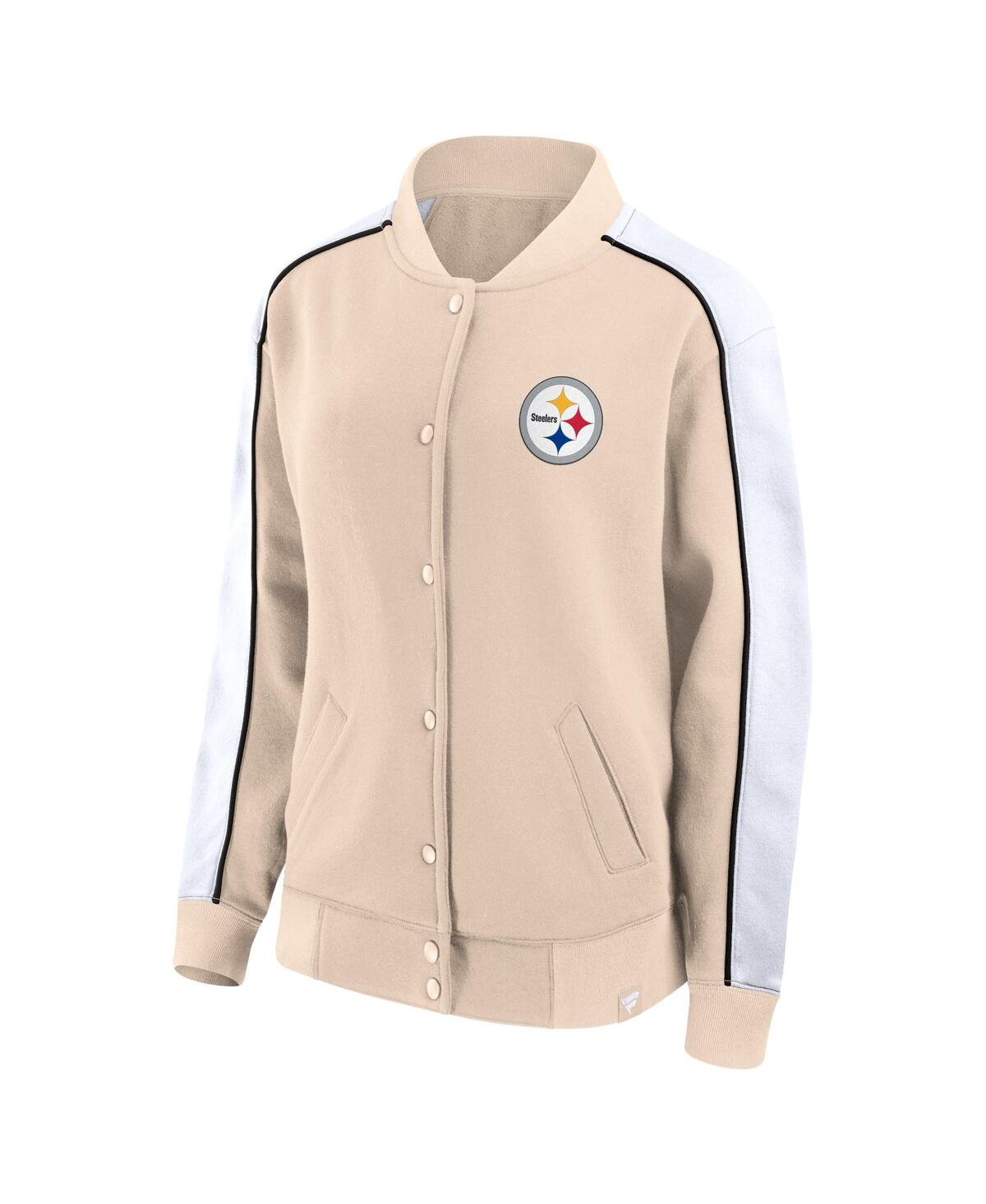 Shop Fanatics Women's  Tan Pittsburgh Steelers Lounge Full-snap Varsity Jacket