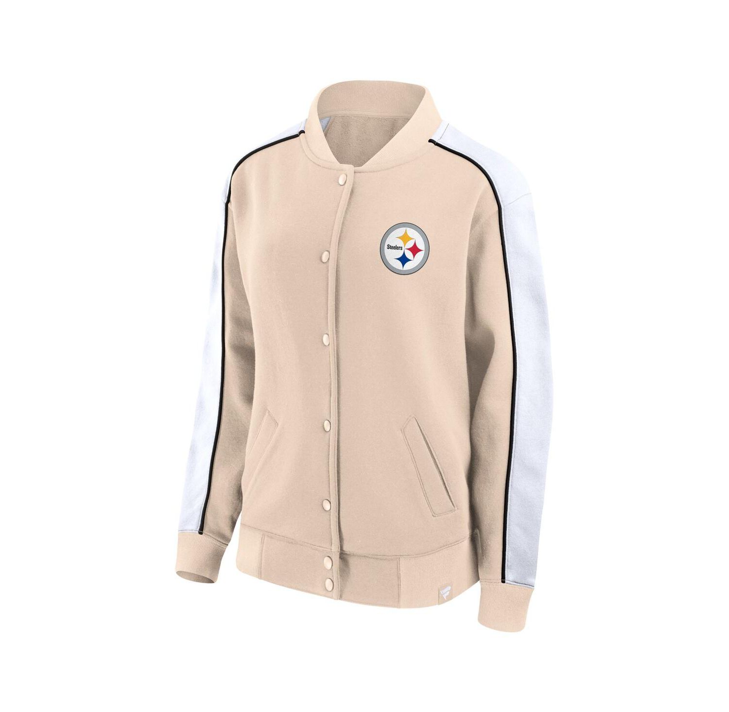 Women's Tan Pittsburgh Steelers Lounge Full-Snap Varsity Jacket