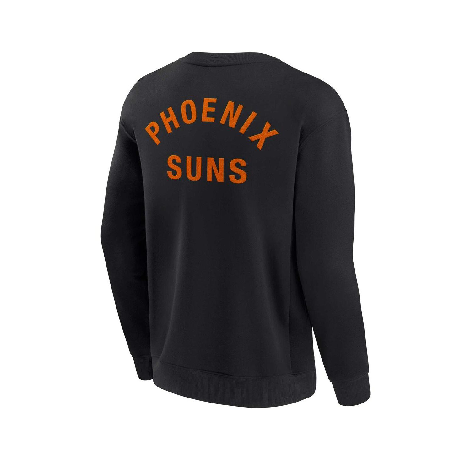 Men's and Women's Black Phoenix Suns Super Soft Fleece Oversize Arch Crew Pullover Sweatshirt