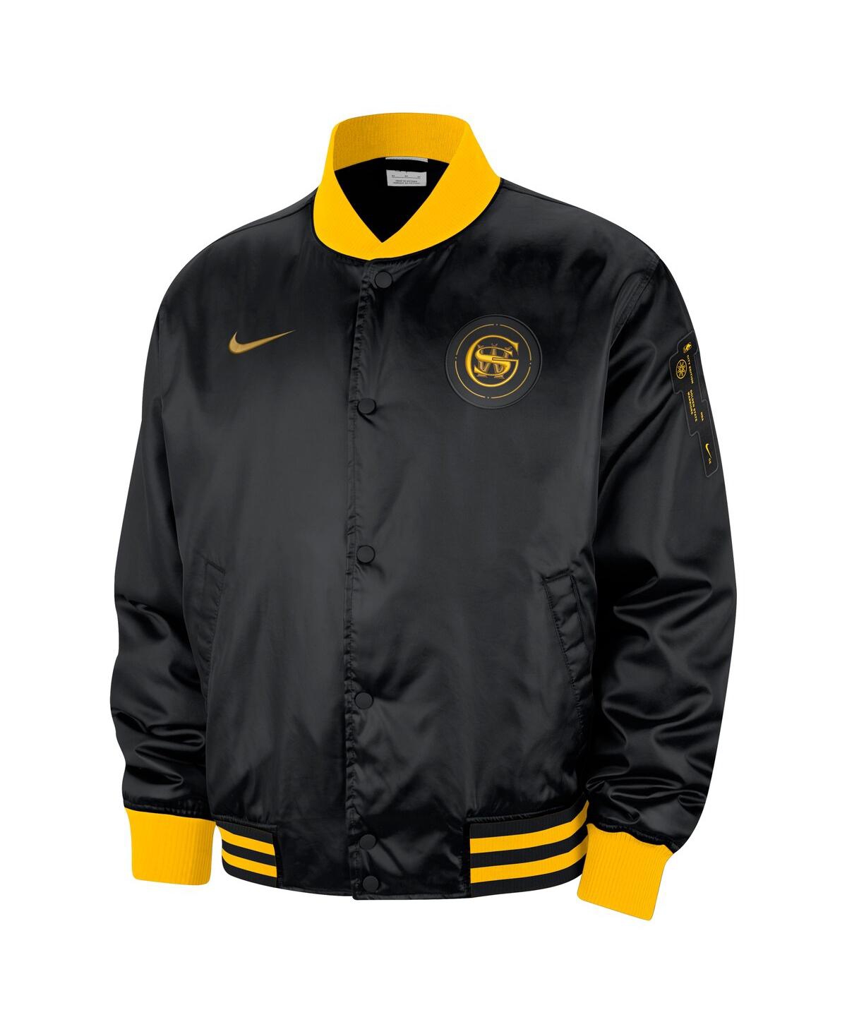 Shop Nike Men's  Black Golden State Warriors 2023/24 City Edition Courtside Premier Full-snap Bomber Jacke