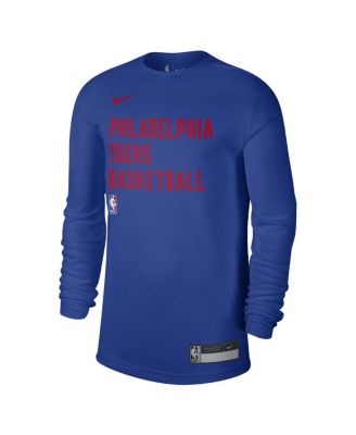 Men's and Women's Royal Philadelphia 76ers 2023/24 Legend On-Court Practice Long Sleeve T-shirt
