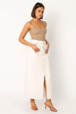 Women's Rana Denim Midi Skirt - White