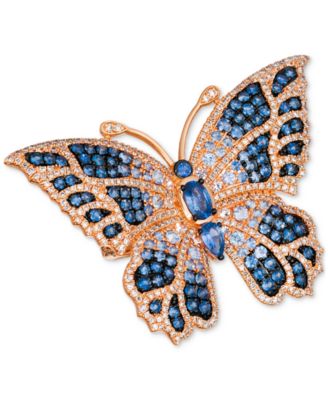 Chocolate & Vanilla Diamonds&reg; (1-1/5 ct. t.w.) & Multi-Gemstone (3-1/3 ct. t.w.) Butterfly Ring in 14k Rose Gold