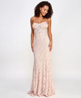 City Studios Juniors Glitter Lace Bustier Gown with Appliques Macy s