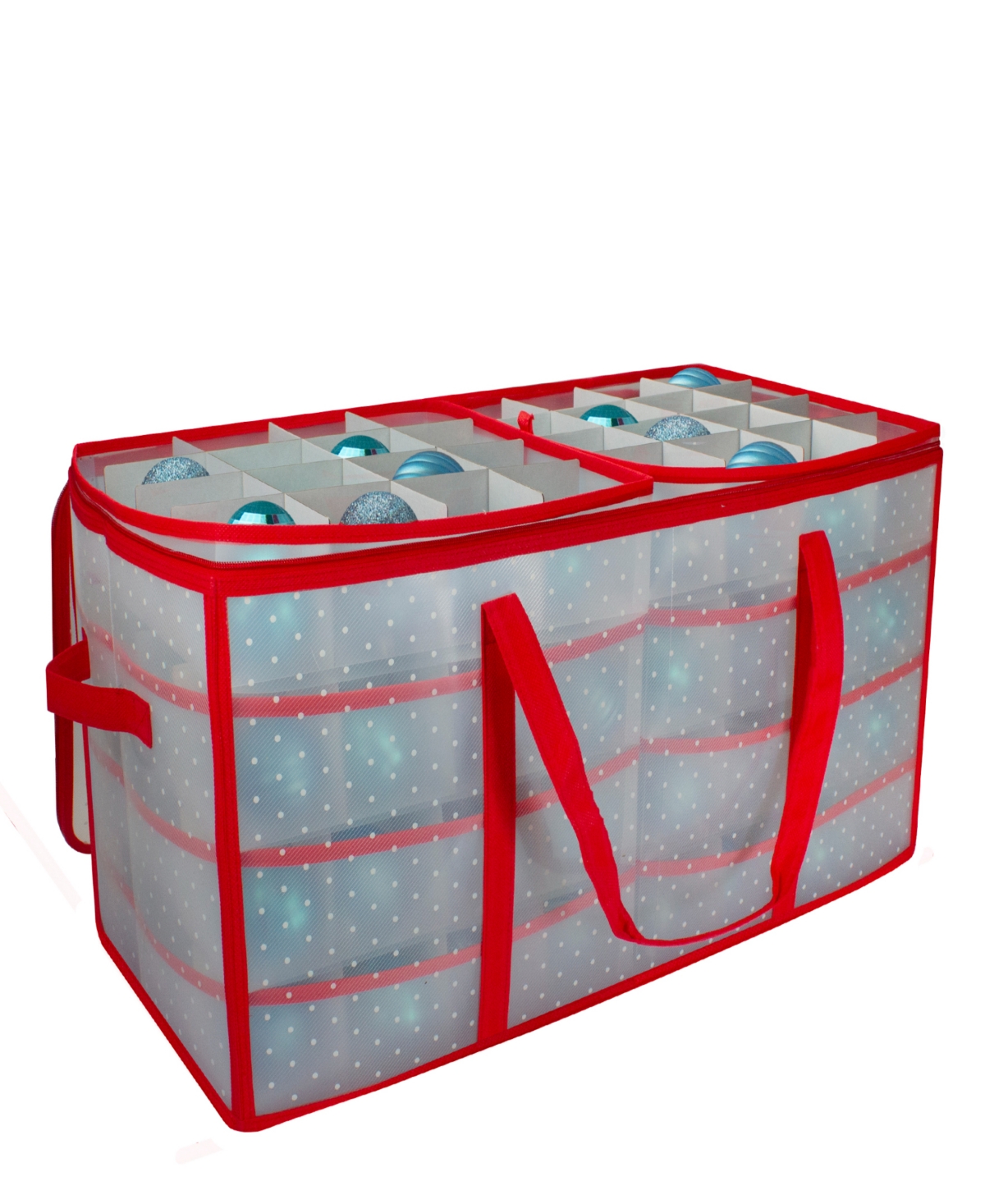 26.25" Transparent Zip Up Christmas Storage Box, Holds 128 Ornaments - Clear