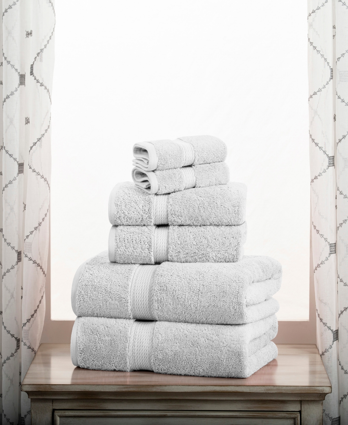 Superior Highly Absorbent 6 Piece Egyptian Cotton Ultra Plush Solid Assorted Bath Towel Set In Silver