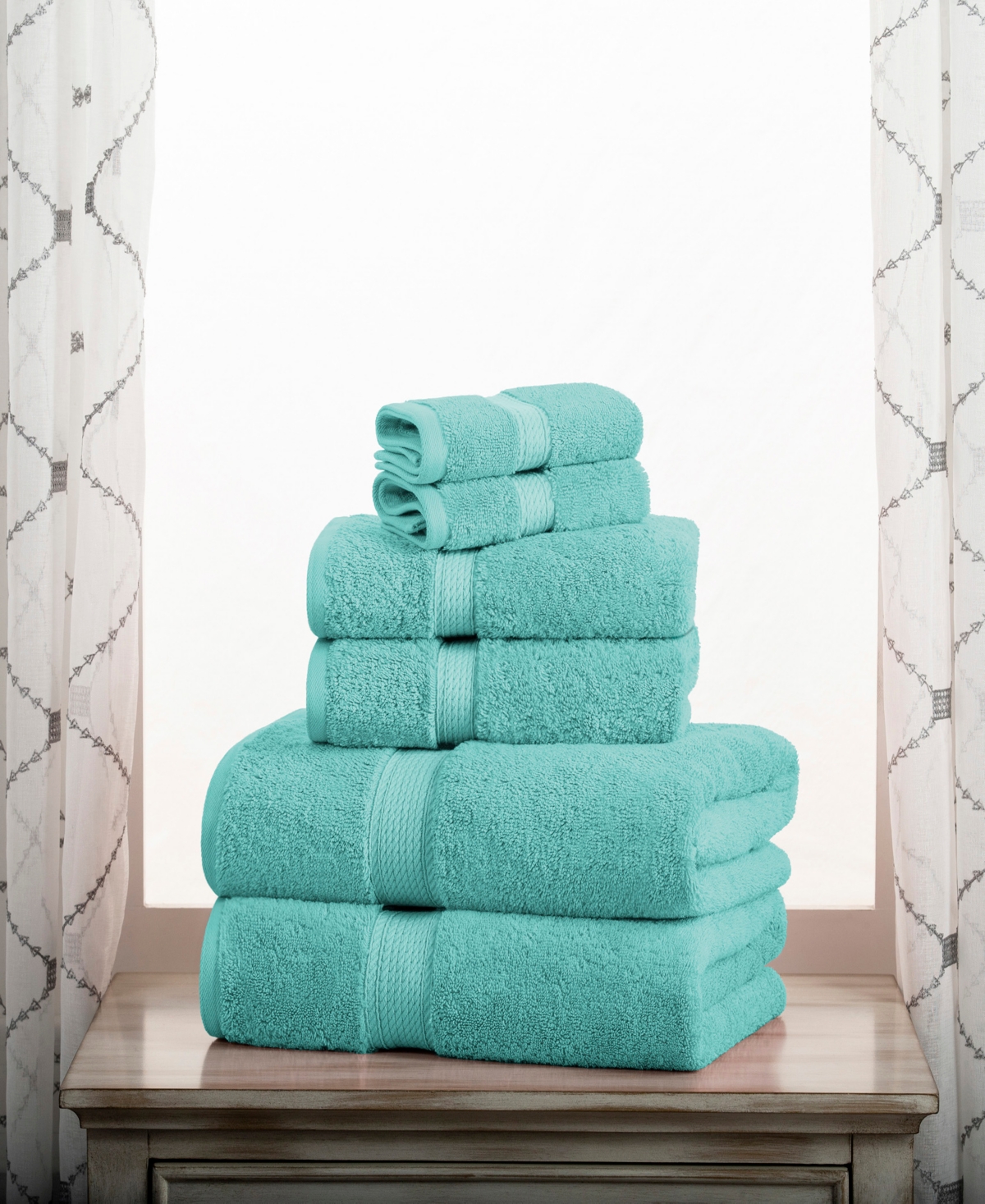 Superior Highly Absorbent 6 Piece Egyptian Cotton Ultra Plush Solid Assorted Bath Towel Set In Turquoise