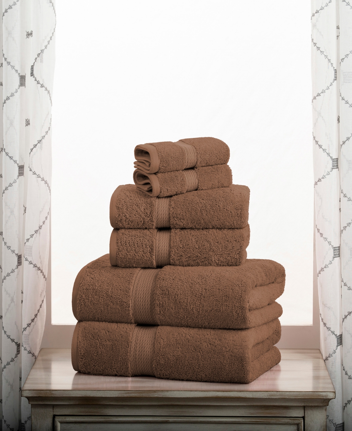 Superior Highly Absorbent 6 Piece Egyptian Cotton Ultra Plush Solid Assorted Bath Towel Set In Chocolate