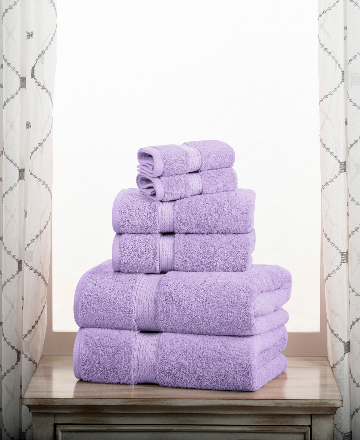 Superior Highly Absorbent 6 Piece Egyptian Cotton Ultra Plush Solid Assorted Bath Towel Set In Purple