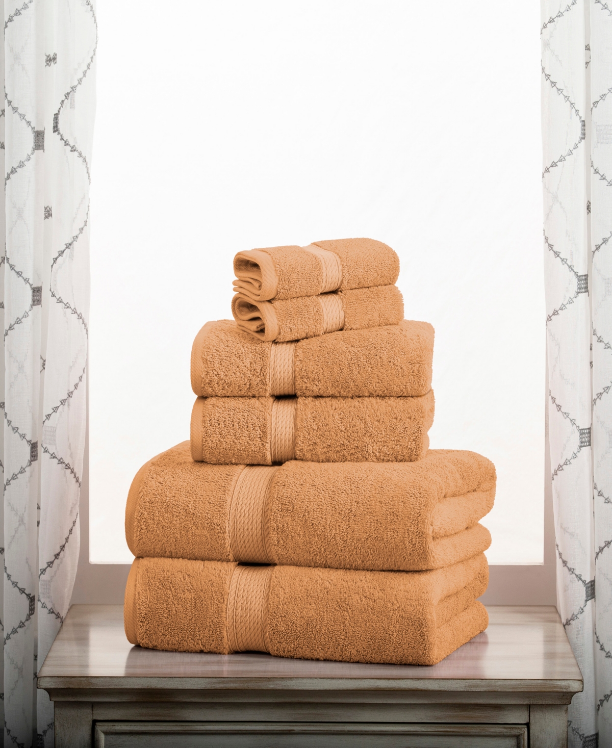 Superior Highly Absorbent 6 Piece Egyptian Cotton Ultra Plush Solid Assorted Bath Towel Set In Rust