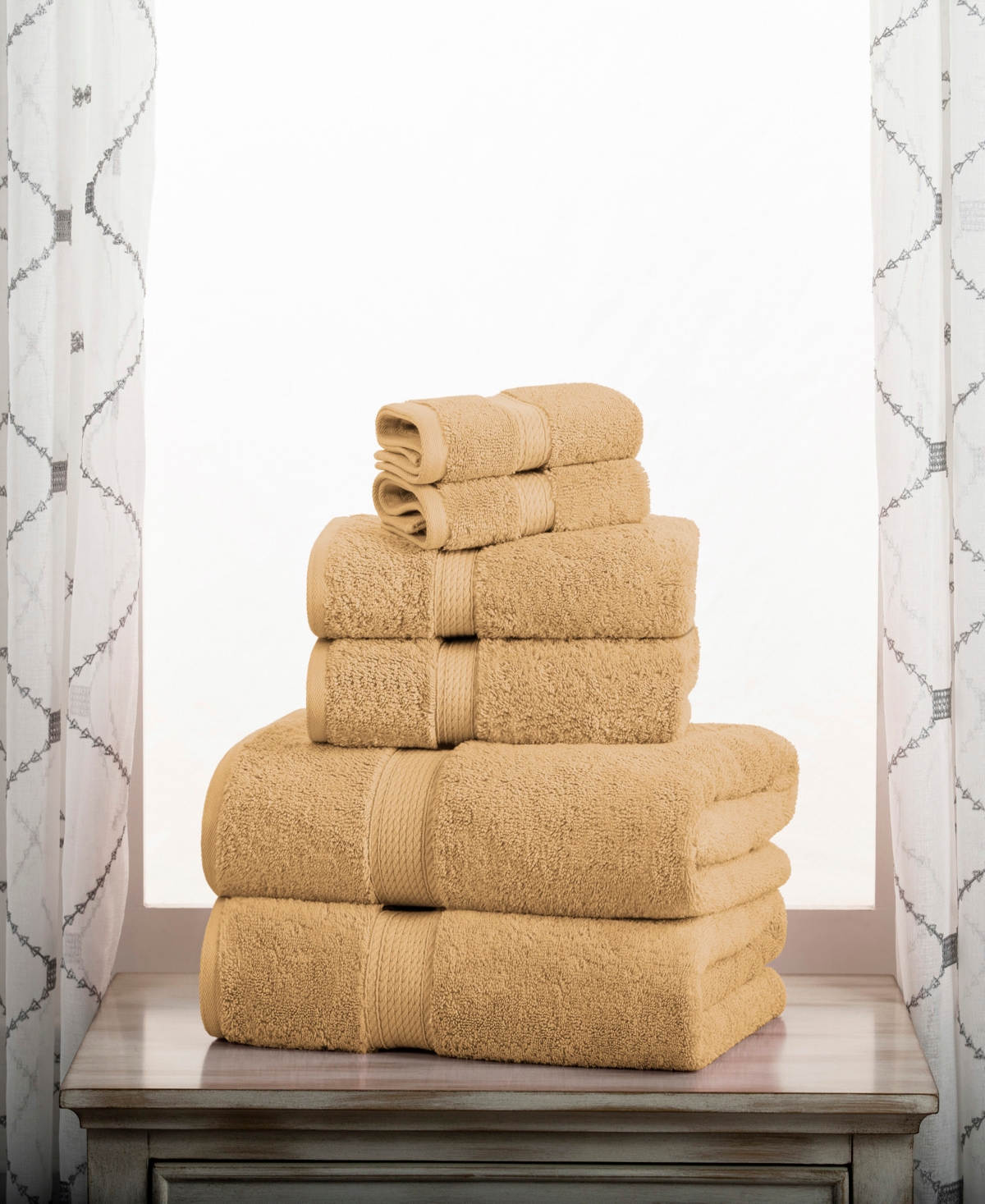 Superior Highly Absorbent 6 Piece Egyptian Cotton Ultra Plush Solid Assorted Bath Towel Set In Toast