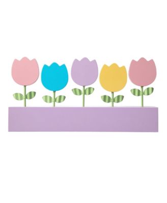 12" L Easter Wooden and Metal Tulips Table Decor