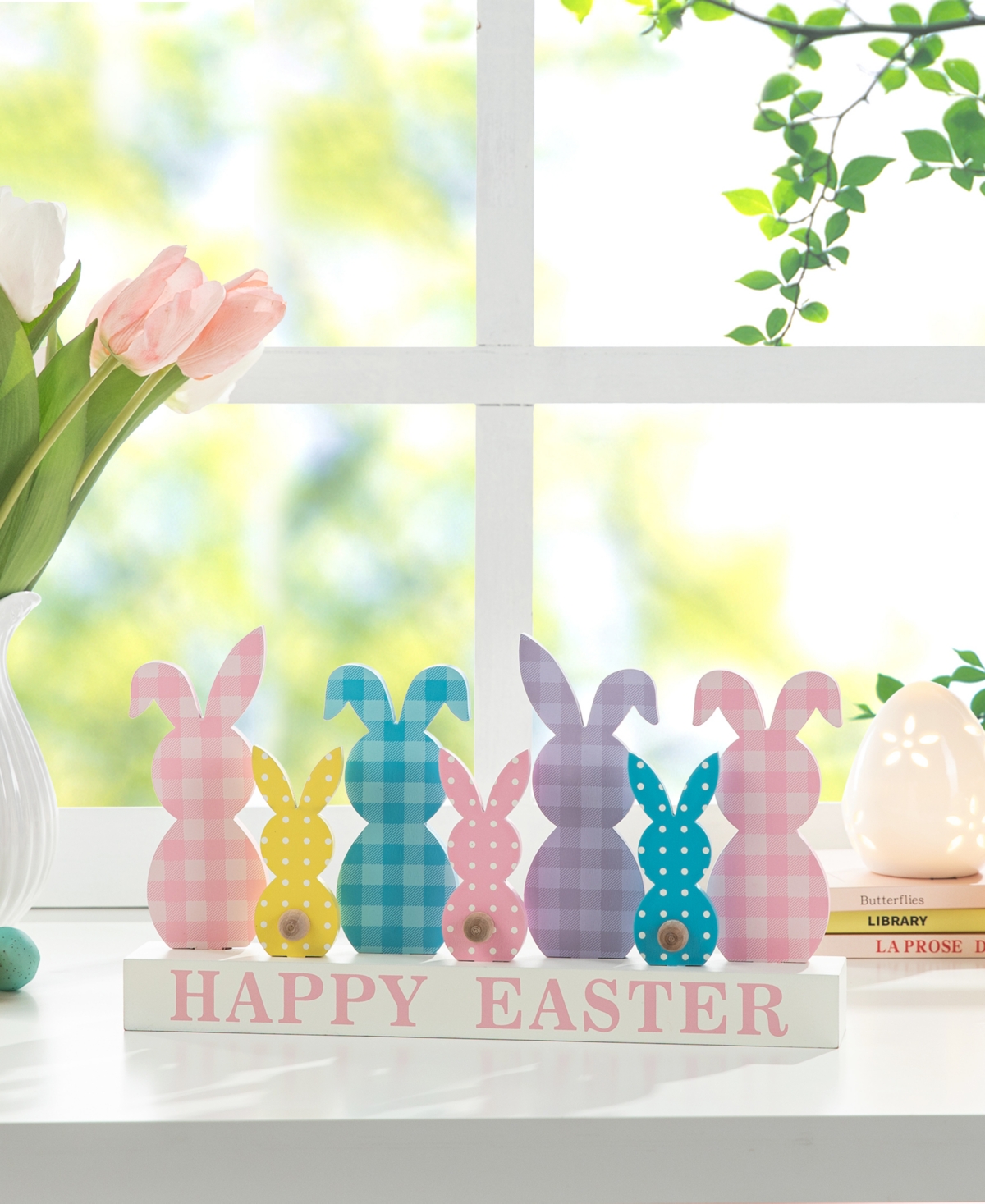 Glitzhome Wooden Bunny Family Easter Tabletop Decor In Multi