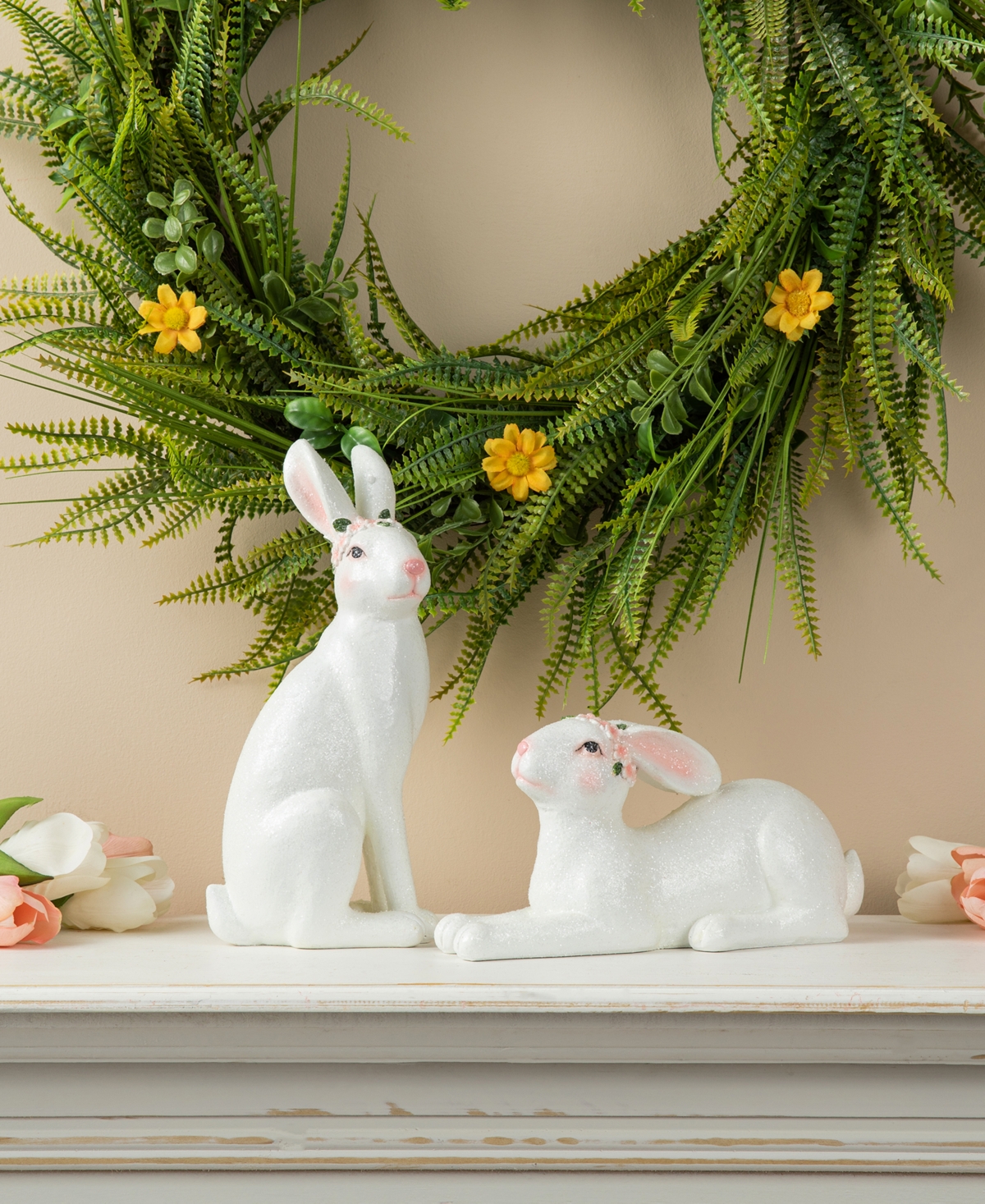 Shop Glitzhome 9.75" H Easter Resin Bunny Table Decor, Set Of 2 In Multi
