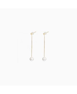 14k Gold Plated Dangled Pearl Earrings Holiday Gift Idea