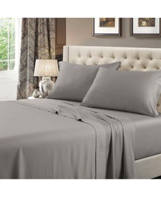 600 Thread Count Solid Cotton 4 Piece Sheets Set, Queen