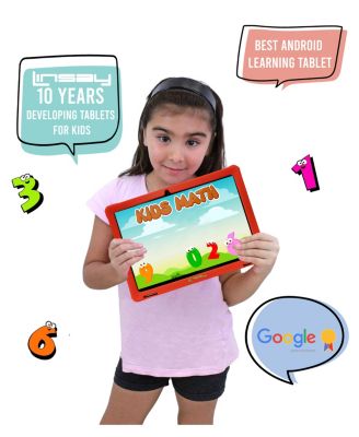 New 10.1" Funny Kids Tablet Octa Core 128GB Bundle with Red Kids Defender Case and LED Smart Safety Backpack Newest Android 13