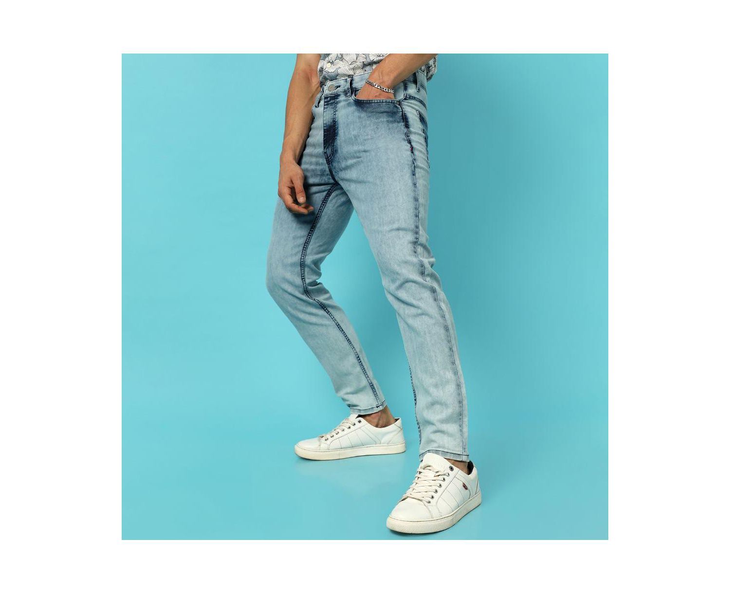 Men's Light-Wash Skinny Fit Denim Jeans