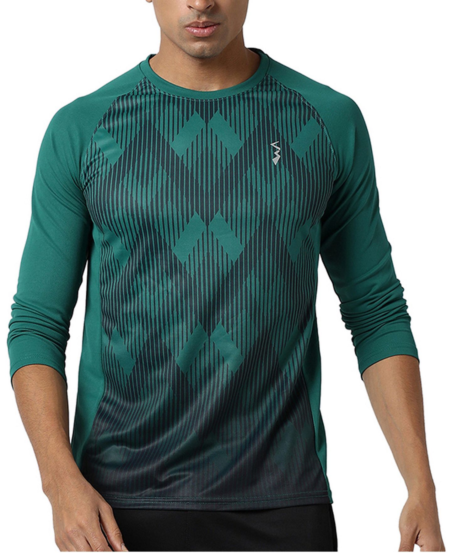 Мужская футболка Cahoot Forest Green Geometric Activewear, цвет: Тёмно-зелёный — фото 1