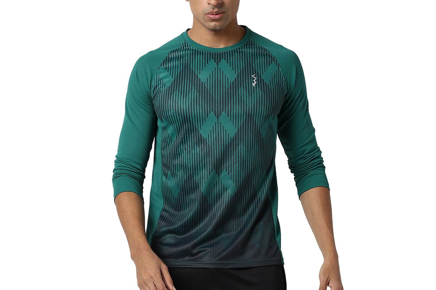 Men's Forest Green Geometric Activewear T-Shirt