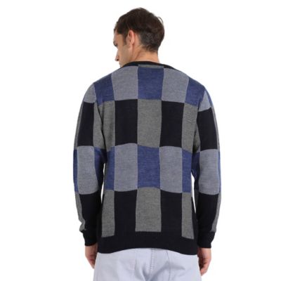 Кампус Сутра Campus Sutra Мужской пуловер в синюю клетку в клеточку Свитер