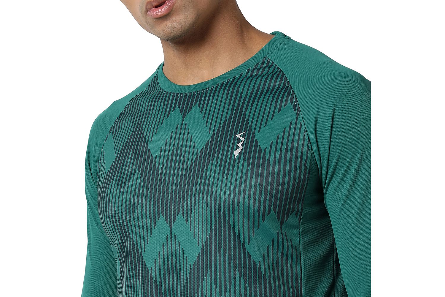 Men's Forest Green Geometric Activewear T-Shirt
