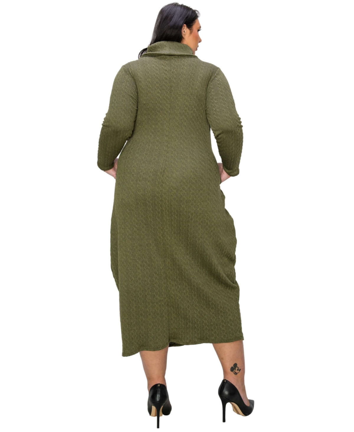 L I V D Plus Size Lana Cowl Turtle Neck Pocket Sweater Dress