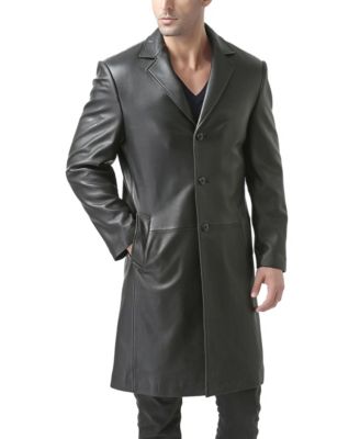 Men Classic Leather Long Walking Coat - Short