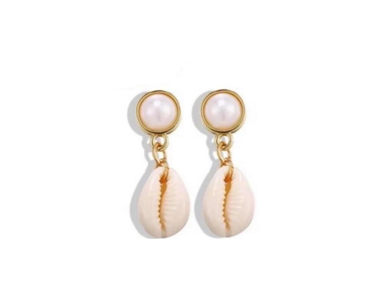 Seashell Drop Earrings - Silver