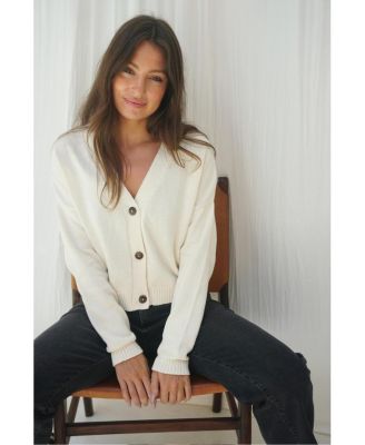 Women's Cotton Diana Crop Cardigan Sweater